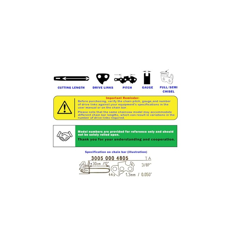ABOVE LAND LB 3Pcs 16 Inch Bar Length Chainsaw Chain