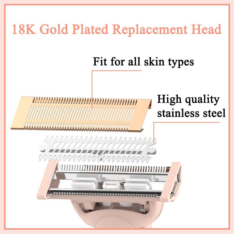 Flawless Nu Razor Replacement Heads, Rose Gold Plated Body With
