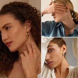 Juego de 9 pares de aretes colgantes de plata para mujer, aretes gruesos hipoalergénicos, pequeños, ligeros trenzados para regalo diario de fiesta, Large, Latón, No es una piedra preciosa
