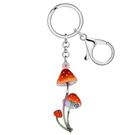 HUAGEO Acrylic Fun Mushroom Keyring Plants Jewellery Backpack Car Keys Purse Keychains Charms For Women Girls Teens Gifts Accessories (Pink)