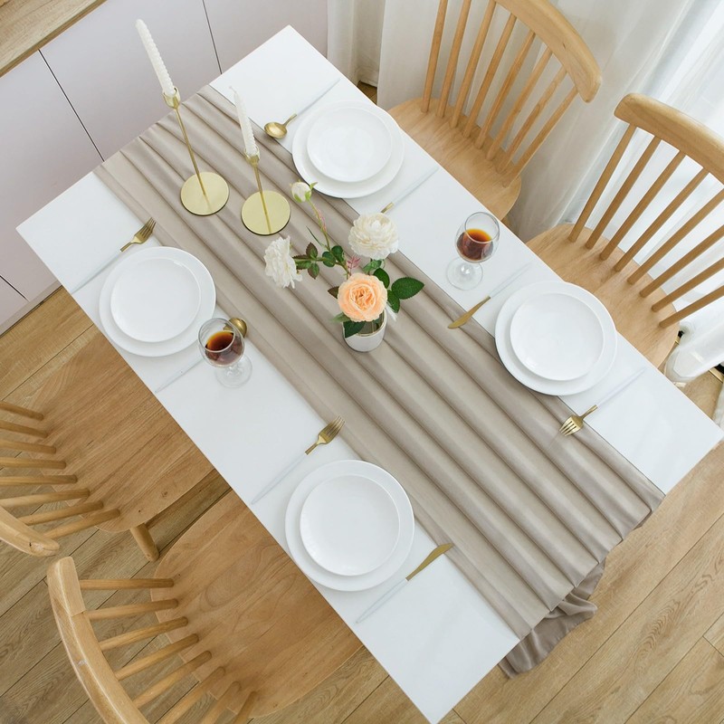 CHUQING Table Runner Wedding Tablecloth Romantic Sheer Table Runners for