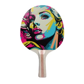 TigerTail Sports Graffiti Woman Colorful Design Ping Pong Paddle, Premium 5 Ply Table Tennis Racket (Black on Back)