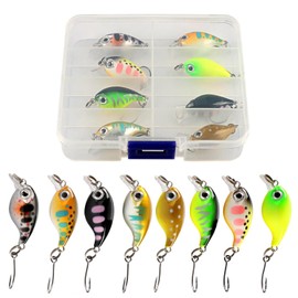 Trout Wobbler Set, 8 Pieces Trout Bait, Spoon Bait, Mini Wobbler Trout Bass, Fishing Jig Spinner Set, Fishing Lure Set, with Storage Box, for Pike Bass Salmon Saltwater Freshwater