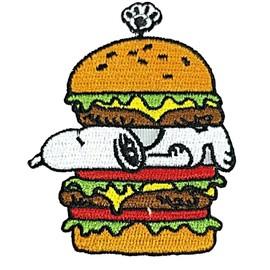 Snoopys Cartoon Dog in Hamburger 3.5 Inches Tall Embroidered Patch