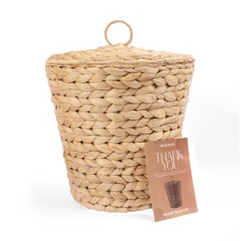 TREVIETDECOR Wicker Trash Can with Lid | Wicker Trash Basket | Wicker Waste Basket for Bathroom, Bedroom, Kitchen, Living Room