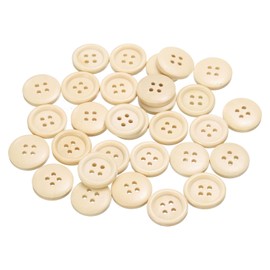 HARFINGTON 30pcs 28L Wooden Sewing Button 11/16"(18mm) 4 Holes Wood Round Craft Replacement Buttons for Clothing DIY Crafts Decoration, Natural Wood
