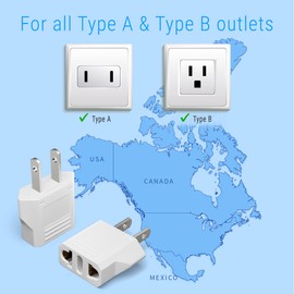 European to American Outlet Plug Adapter, Unidapt EU Europe to US USA Travel Adapter Plug Power Converter, EU/Asia/AU/Italy to U.S Canada Outlets Wall Plug Adapters Type A (6-Pack, White)
