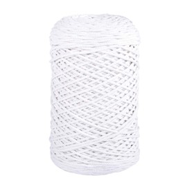Rayher Braidy Recycling Yarn 42009102, Braided, 2 mm Diameter, White, 250 g Ball Approx. 250 m, Knitting Yarn, Crochet Yarn, Textile Yarn, Craft Yarn