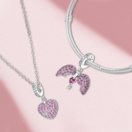 Annmors 925 Sterling Silver Birthstone Bead Charms for European Bracelets and Necklace Beads with 5A Cubic Zirconia, Christmas, Valentine's Day, Mother's Day, Gift Tag for Women and Girls, Sterling