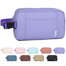 NOL Natural Organic Lifestyle Nylon Waterproof Makeup Bag Lightweight Travel Toiletry Bag for Adults, Reusable, Zip Closure with Buckle Handle, Snack Bag, Travel Cosmetic Bag,Light purple
