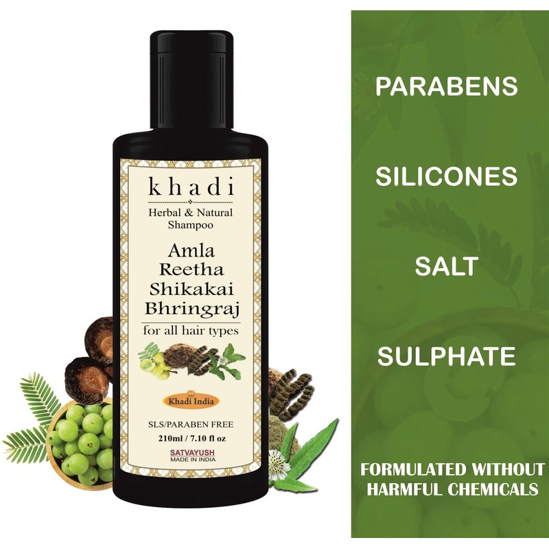 Satvayush Khadi Amla Reetha Shikakai Bhringraj SLS-Paraben free Ayurvedic Shampoo