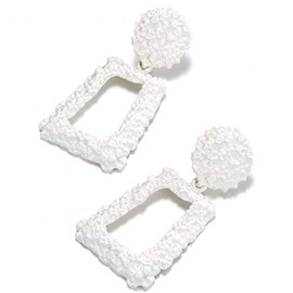 Gold Statement Geometric Dangle Earrings, Big Rectangle Drop Earrings for Women