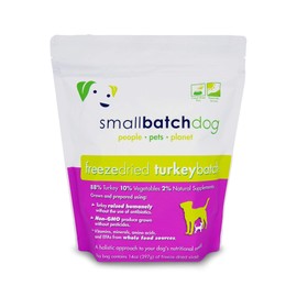 Smallbatch Pets Freeze-Dried Premium Raw Food Diet for Dogs, 2-Pack, Turkey Recipe, 14 oz in Each Bag (28 oz Total), Made in The USA, Organic Produce, Humanely Raised Meat, Hydrate and Serve Patties