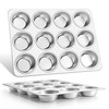 E-far Muffin Pan 12-Cup, Set of 2, Stainless Steel Cupcake