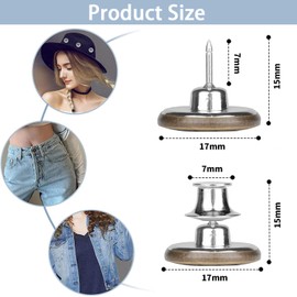 15 Pack Button Pins for Jeans No Sew with Plastic Storage Case,H HOME-MART No Tools Instant Buttons,Fashion Jean Button Replacement Detachable Instant Buttons Jean Button Easy to Use