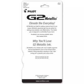 Pilot G2 07 Metallic Pens 34404, 5-Color Assortment, 0.7mm Fine Pt