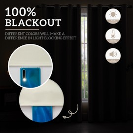 Hynathi 2 Panels Set Blackout Curtains Drapes, Room Darkening Insulated Thermal Window Panels for Bedroom, Living Room, Elegant Decorative Thicken Window Treatments, 52 X 63 in (W X L), Beige