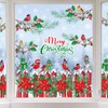 Whaline 9 Sheets Merry Christmas Window Cling Stickers Cardinal Bird