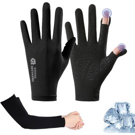 Guantes de Protección Solar UV, Guantes Deportivos de Tela Seda de Hielo, Guantes de Ciclismo Deportivo, Antideslizante, Respirable, Elástico, Adecuado para Deportes al Aire Libre