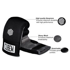 CUBEM Neoprene Black Heavy Bag Elite Boxing Gloves for Men and Women