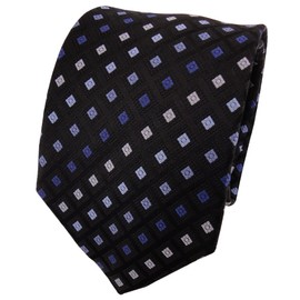 TigerTie Silk Tie Blue Light Blue Royal Black Patterned with Checks - Tie Silk, blue