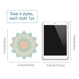 GORGECRAFT Pack of 4 Mandala Window Stickers, Static Flower of Life Sticker for Sliding Glass Doors, Vinyl Warning Film, Bedroom, Bathroom, Anti-Collision Sticker, Prevent Beating by Birds
