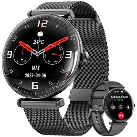 Hwagol Women's Smart Watch, Convex Light Thin Smartwatch for Women, 4.3 cm 1.43 Inch AMOLED Touch Screen, Sports Watch with Fitness Watch, DIY Dial, Sleep Monitor, Pedometer for Android iOS