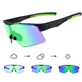 DUDUKING Sunglasses, Self-tinting Polarised Cycling Glasses, Men and Women, Sports Glasses, Cycling Glasses for Cycling, Running, Golf, Baseball Glasses (Green)