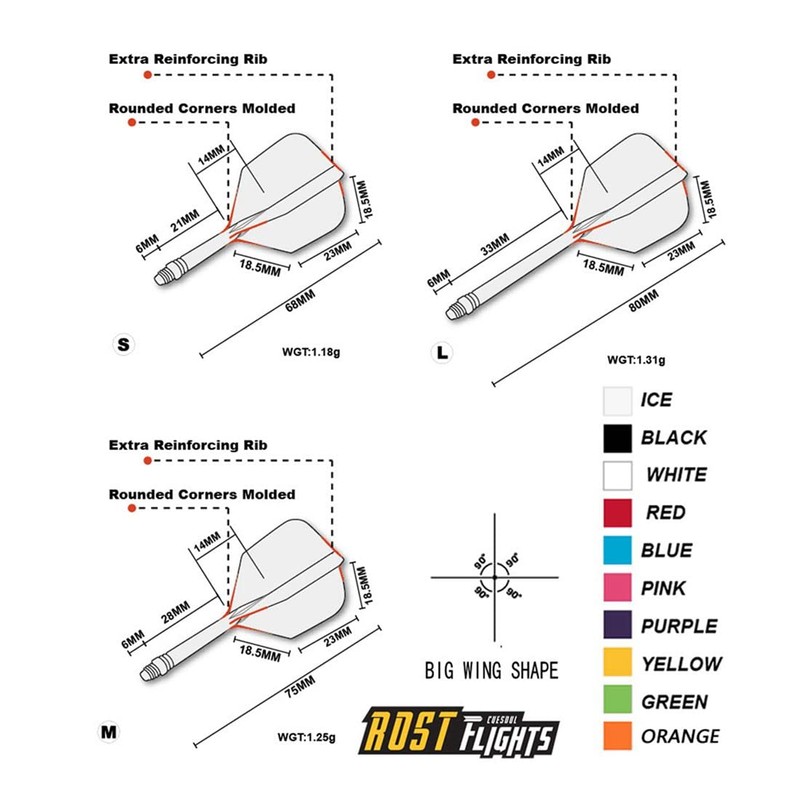 CUESOUL ROST Integrated Dart Shaft and Flights,big wing shape,Set of