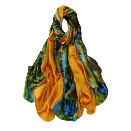 FAIRYGATE Scarf Gifts for Women Lightweight Scarves Silk Scarf for Women UK Fashion Long Satin Large Shawl Wrap Floral Printed Ladies Scarfs Shawl Shawls for Weddings 97005