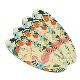 You are Unique Flowers Flamingo Double-Sided Oval Nail File Emery Board Set 4 Pack