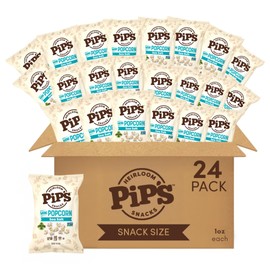 Mini Heirloom Popcorn by Heirloom Pip's Snacks - Sea Salt,1oz 24pk - Healthy Gluten Free Snack Packs, Heirloom Corn, Salty