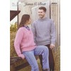 James Brett Aran Knitting Pattern Ladies V Neck & Mens