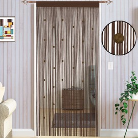 Taiyuhomes Bead String Curtains Door Fly Screen Curtain Beaded Curtain For Doorways Window Decorations Room Divider Single Door Curtain Beads (90x245cm) Coffee