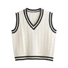 Hyipels Women's Sweater Vest,Y2K Sleeveless Pattern Preppy Style Knitted Crop