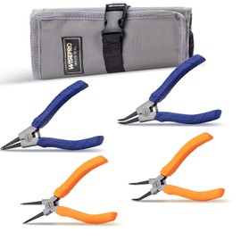 WISEPRO Set of 4 Precision Circlip Pliers, 7-inch Snap Ring Pliers for Intemal Circlips in Bore Holes and Extemal Circlips on Shafts, with A Storage Pouch (2 Blue+2 Orange)
