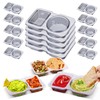 Evmliy 15 Sets Snack Containers, Reusable Double 2 Compartment Condiment
