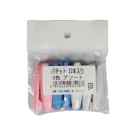 Kintenma Pachit Large 3 Color Set of 12 Safety Pins Pachit 2.0 inches (50 mm) Assorted, Made in Japan