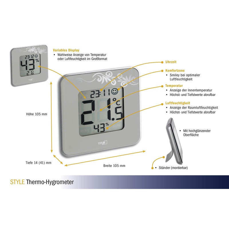 TFA Dostmann Style Thermo-Hygrometer
