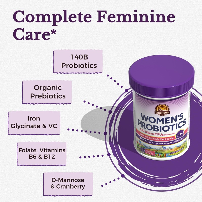 Vitalitown Probiotics for Women, 140 Billion CFU 20 Strains, Akkermansia