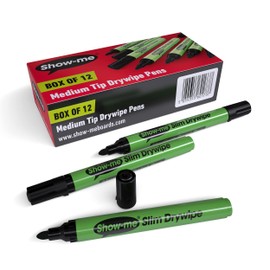 Show Me SDP12 Medium Tip Black Drywipe Pens 12-Pieces
