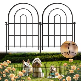 Garden Fence Border, 17 in (High) x 10 ft (Long) Decorative Metal Garden Fencing for Animal Barrier, 10 PCs Small Flower Beds Panels Fences with Hooks