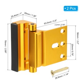 PATIKIL Home Security Door Lock, 2 Pack 3" Stop Door Reinforcement Lock Withstand 800 Lbs High-Security Aluminum Door Latch Stopper with Screws for Home Safety Privacy, Gold