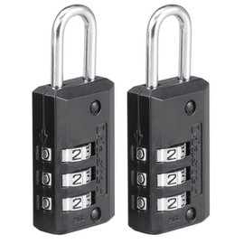 Master Lock 646EURT Pack of 2 Combination Padlocks with Zinc Body, Black, 6,3 x 2 x 1 cm