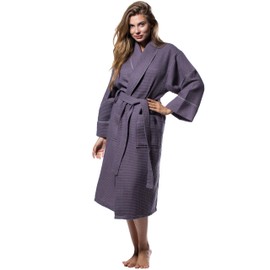 Turquaz Lightweight Full-Length Robes For Women Waffle Kimono Bathrobe - Soft, Fast-Drying, Long-Lasting Cotton Blend Unisex