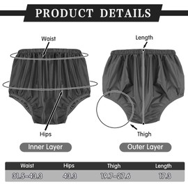 Amyhill 5 Pcs Adult Leakproof Underwear for Incontinence Washable Reusable Waterproof Pants Diaper Pull-On Cover Cloth Use Women Men(X-Large,Black)