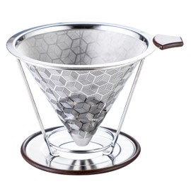 Coffee Dripper Paperless Conical Stainless Steel Coffee Drip Tool Mother's Day Father's Day Gift Mesh Double Layer Filter Coffee Filter Paperless Filter No Filter Can Be Repeated Usable, Stylish, Coffee Hand Drip Tool, Coffee Drip for Camping, Outdoor Ac