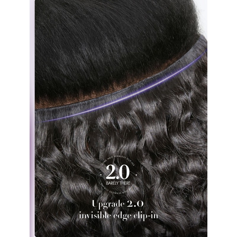 LUVME Invisible Clip in Hair Extensions Messy Curly Real Human