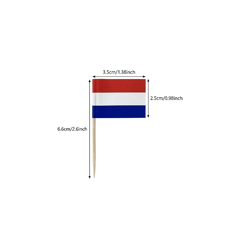 100PCS Netherlands Dutch Small Toothpick Flags Decor Mini Cupcake Toppers