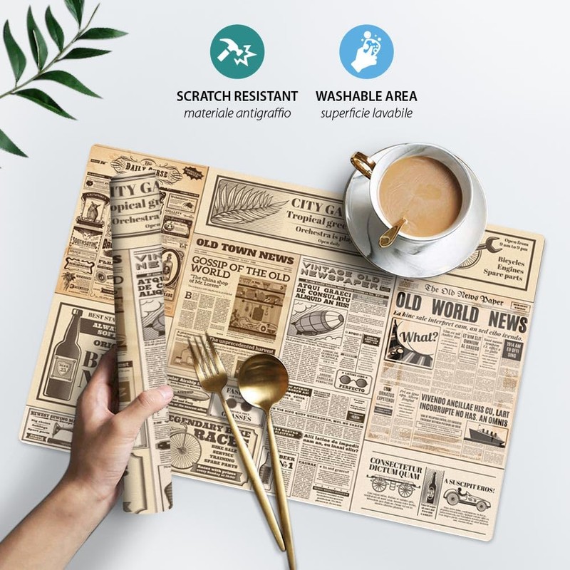 kina - TV0005 Set of 4 Placemats American Washable Scratch-Resistant